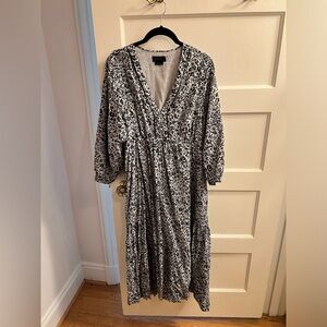 Hatch Maternity Aria Dress - Ash Blue / Black Foral / Size 2